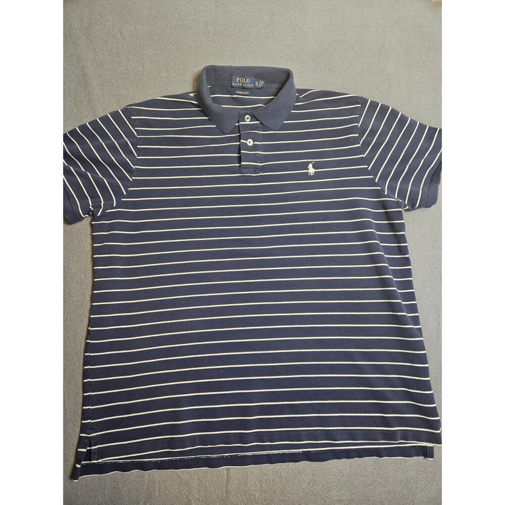 Polo Ralph Lauren Shirt Men Extra Large Blue Custom Slim Fit Preppy Pony Logo